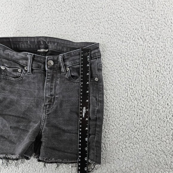 American Eagle Shorts Womens 4 Black High Rise Cut Offs Stretch Distressed Denim - Picture 15 of 16